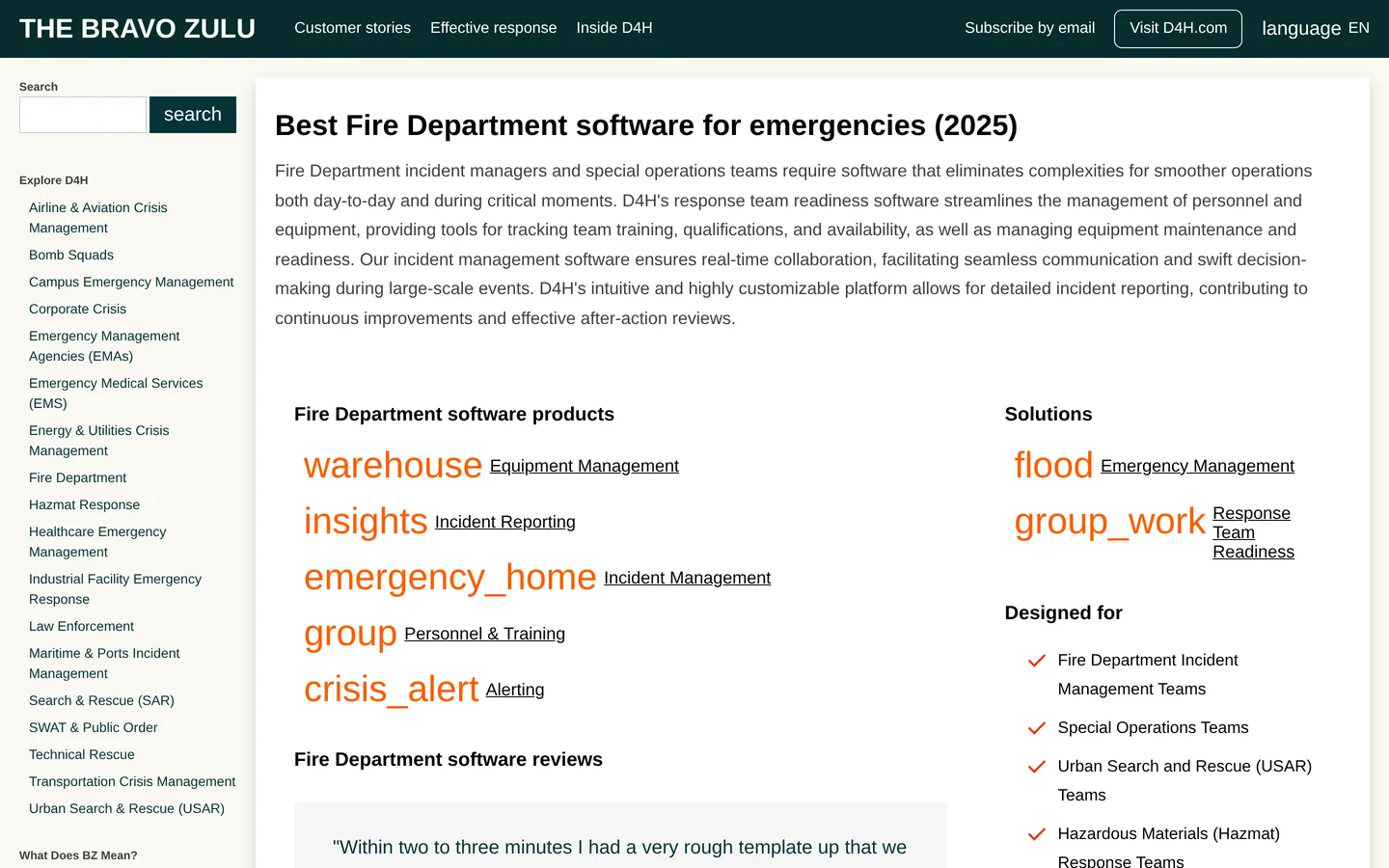 D4H fire department page - fire department readiness management software