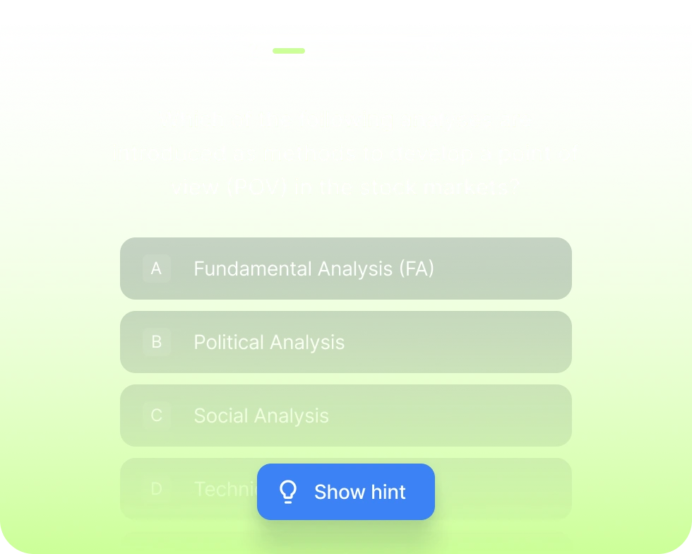 Graspr AI interactive quiz interface with multiple choice options and hint button