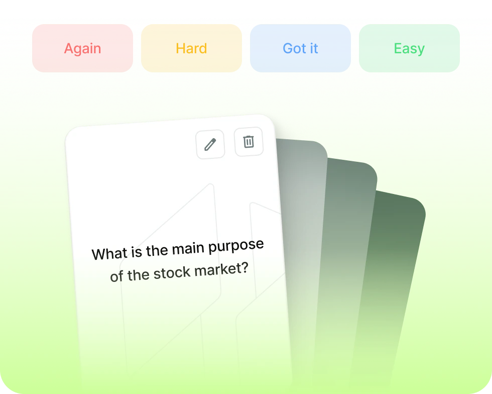 Graspr AI study flashcards stack with difficulty ratings and review controls
