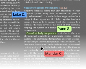 Graspr AI real-time PDF co-viewing interface showing active user cursors