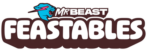 MrBeast Feastables logo with a blue roaring beast head above the text.