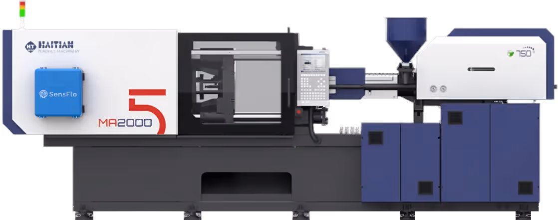 Haitian MA2000 injection molding machine with SensPro™ box attached.