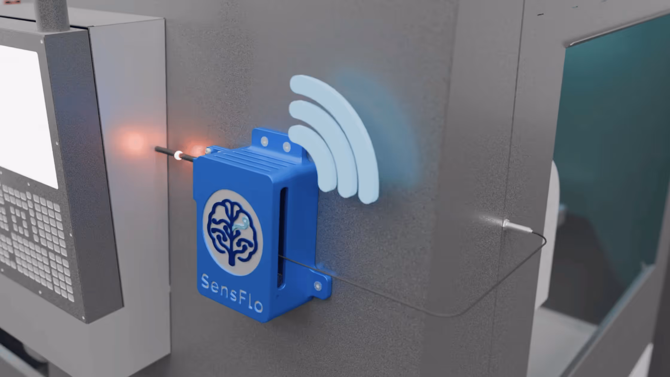SensFlo device on a machine producing live data