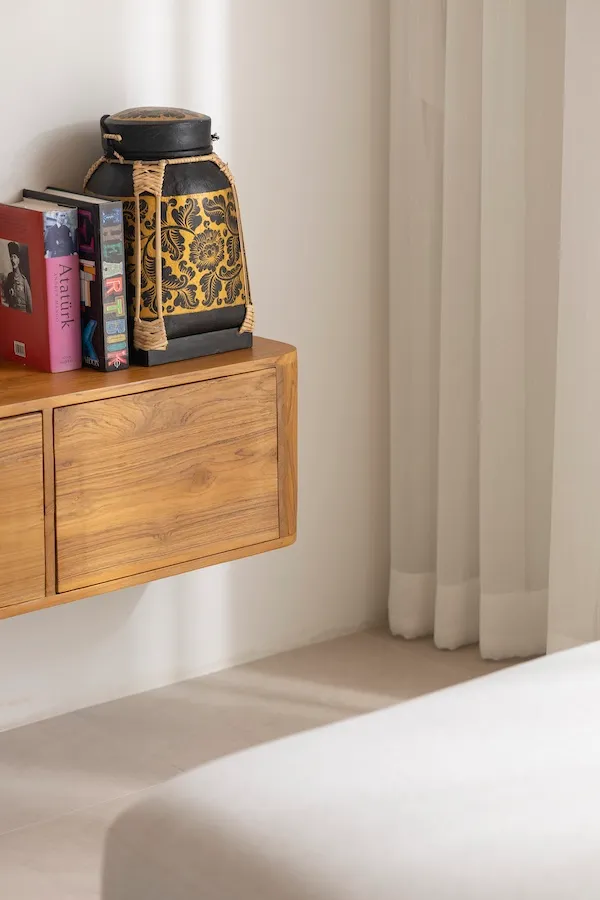 TV stand with decorative books