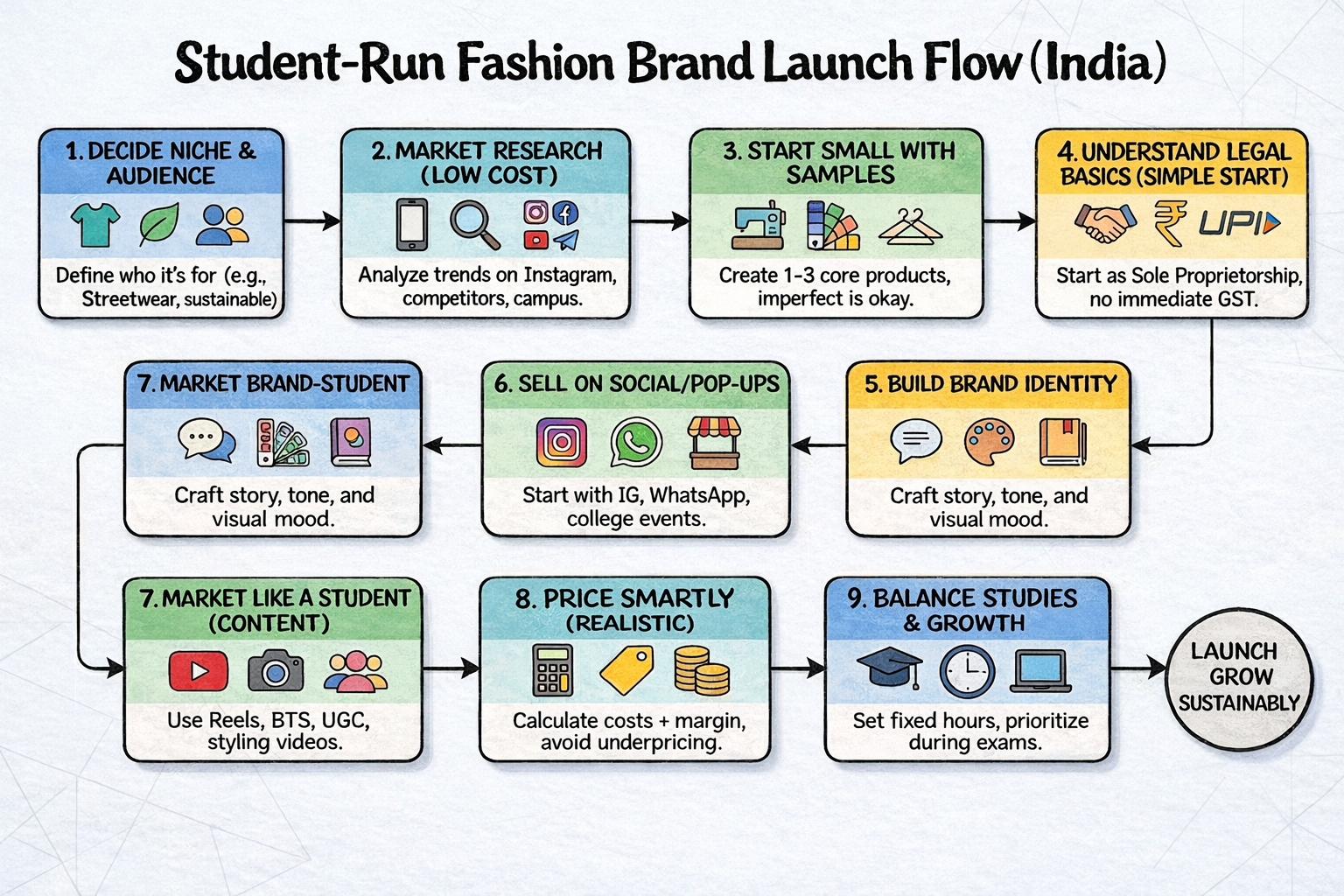 Flow chart regarding Student-Run Brand Launch