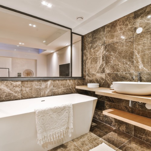 Luxury Bathroom with Brown Marble