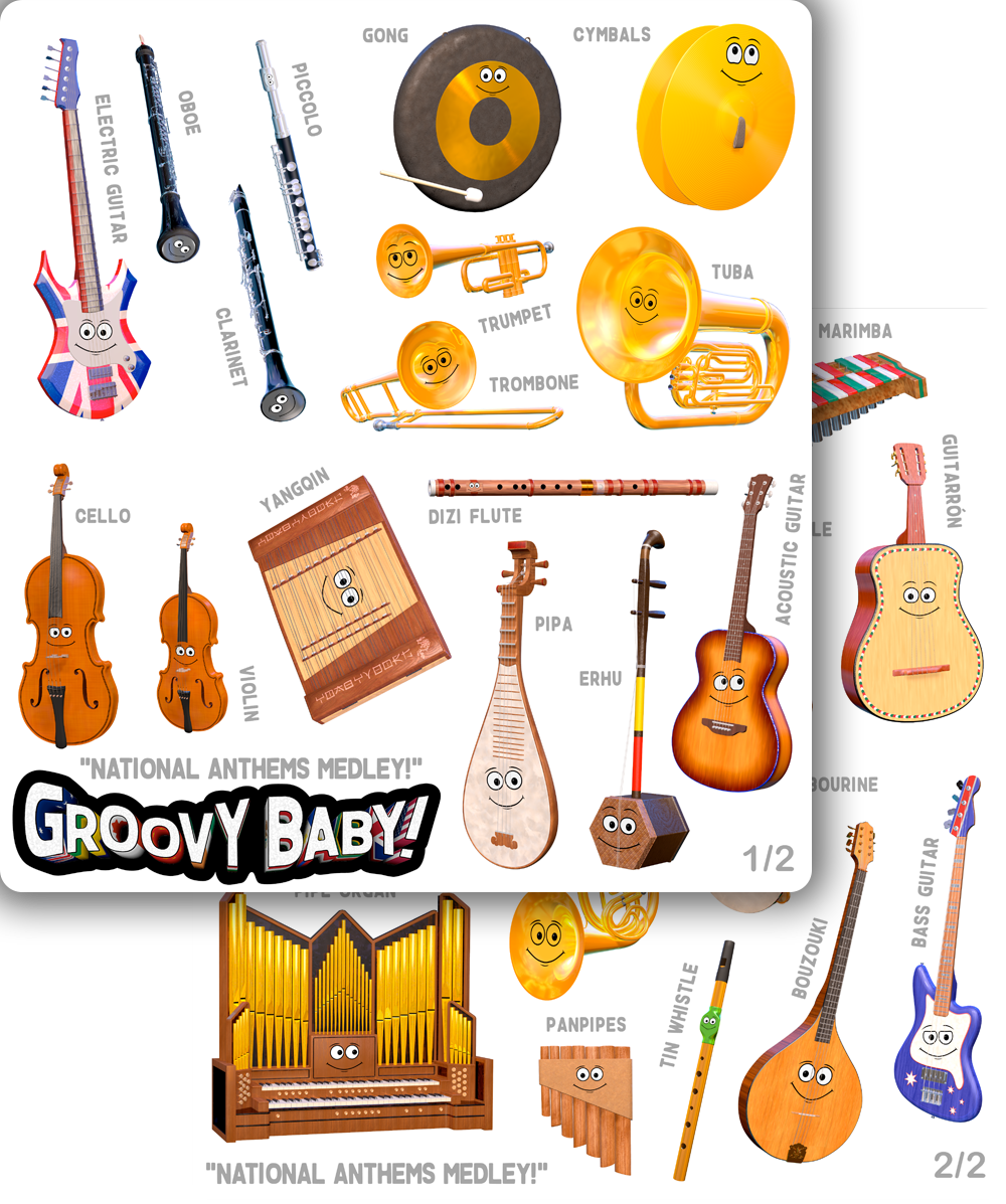 "National Anthems Medley!" Sticker Sheets