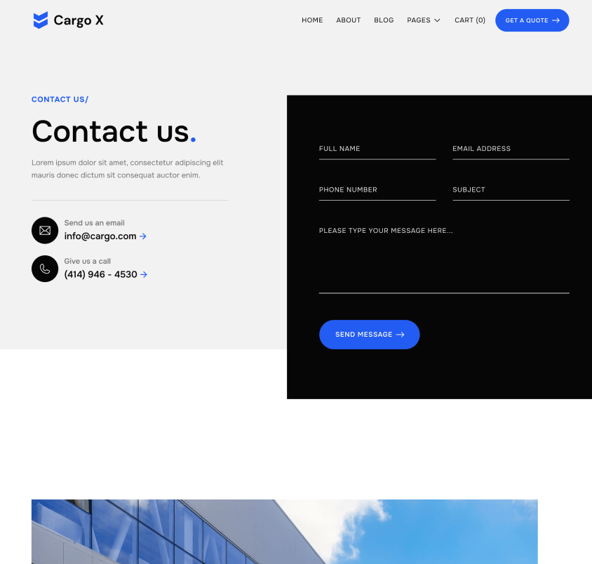 Contact - Cargo X Webflow Template