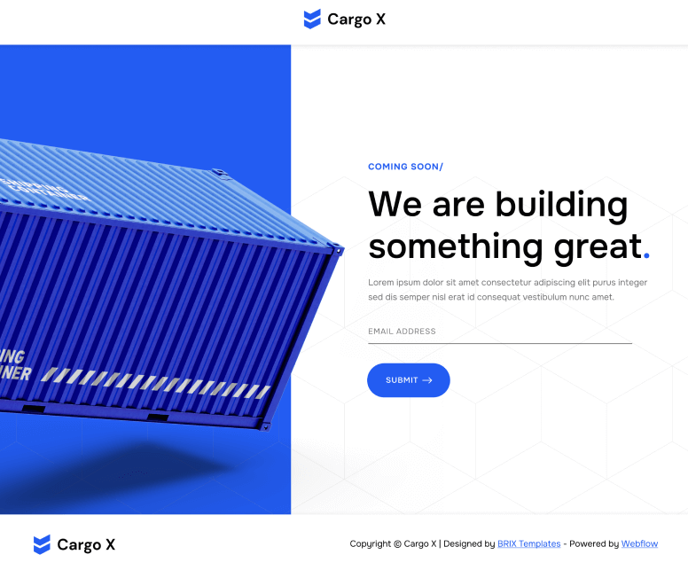 Coming Soon Utility Pages - Cargo X Webflow Template