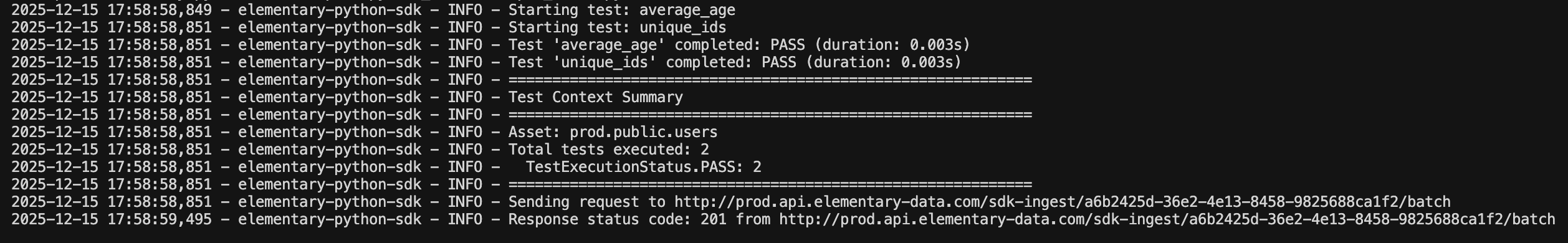 Elementary data quality tests in Python pipeline