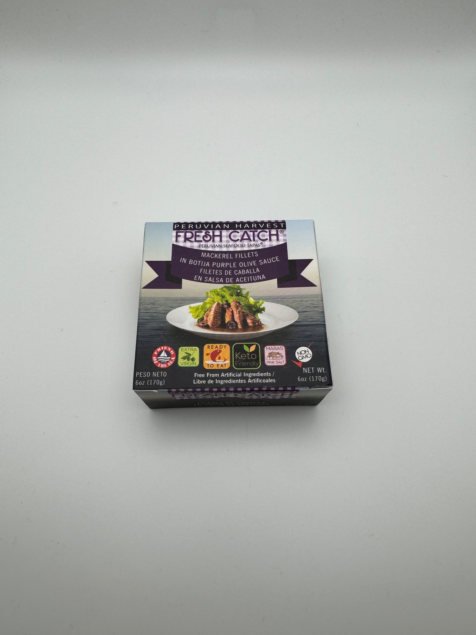 Peruvian Harvest mackerel fillets in purple olive sauce