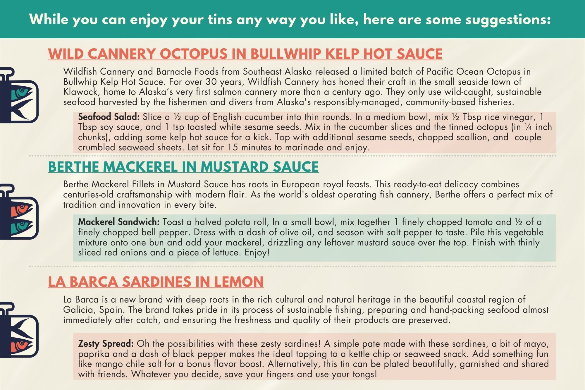 March 2024 tinned fish recipes