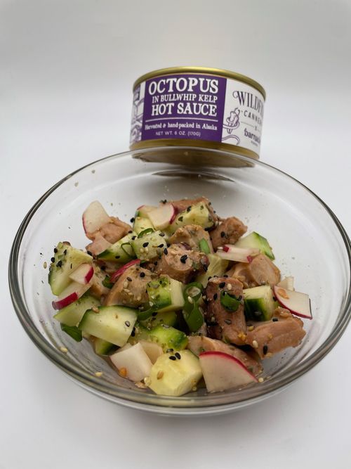 Octopus in Bullwhip Kelp Hot Sauce