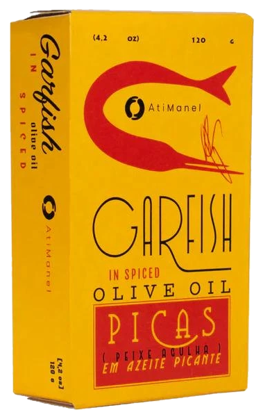 Ati Manel garfish in spiced olive oil tin from Portugal