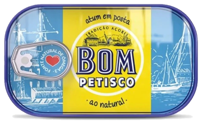Bom Petisco tuna in brine tin from the Azores
