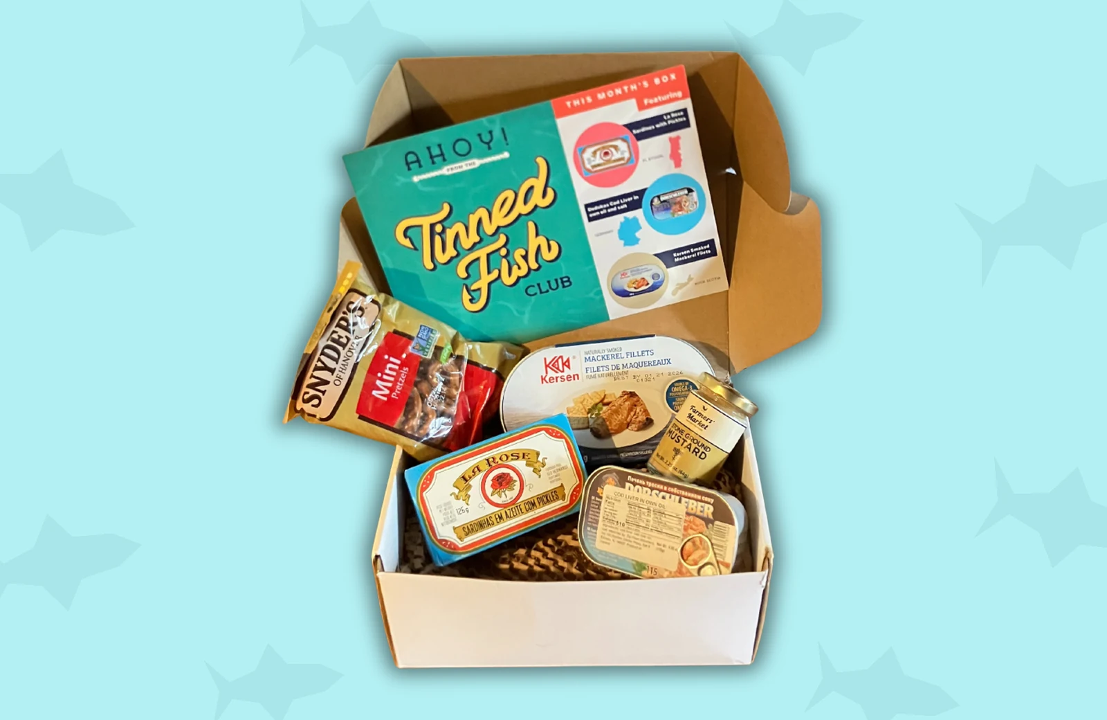 Tinned Fish Club August 2025 box contents
