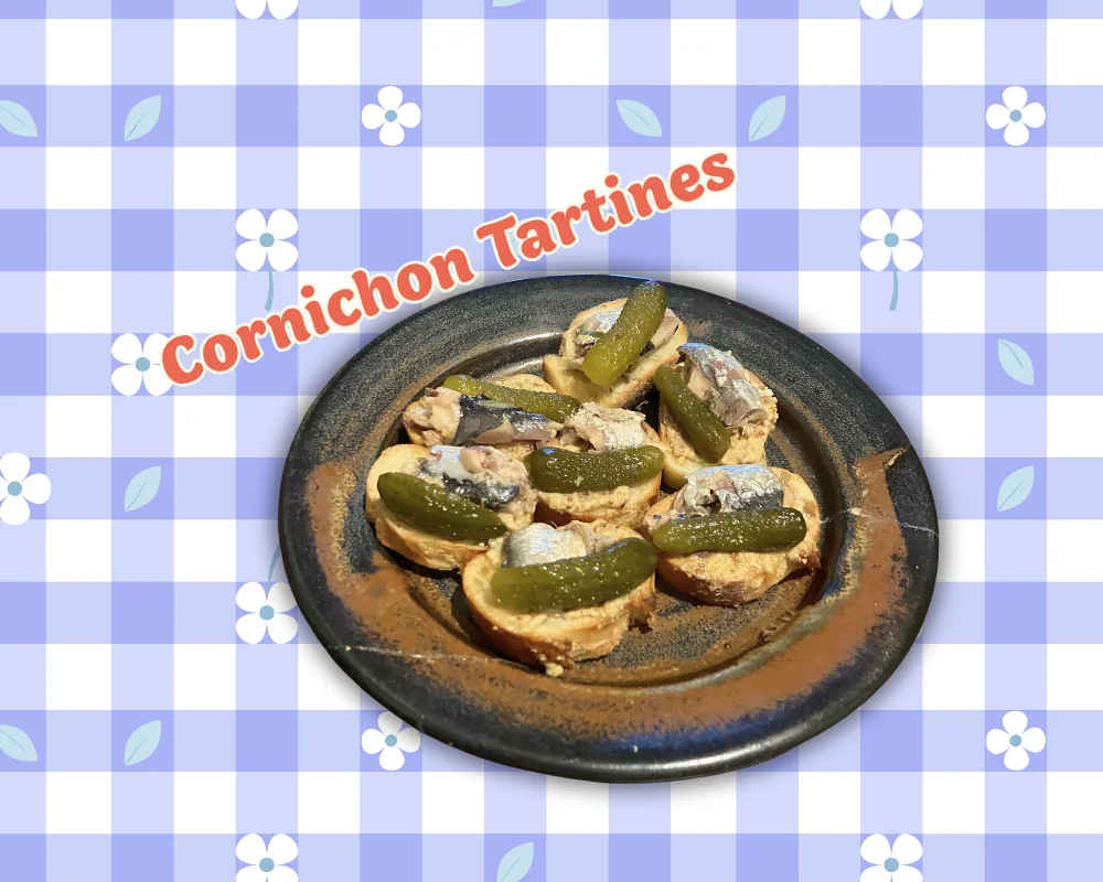French-style sardines on toast with lemon and cornichons