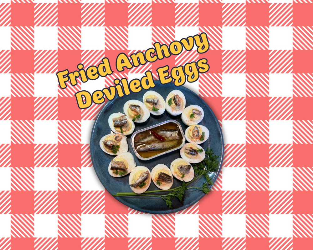 Basque fried anchovy deviled eggs