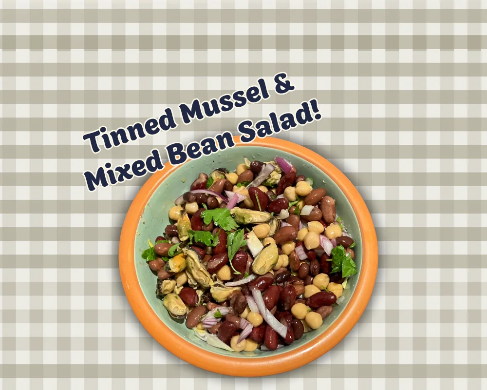 Tinned mussels and mixed bean salad
