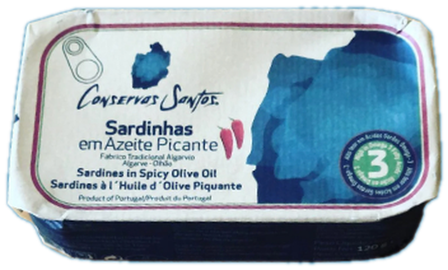 Conservas Santos sardines in spicy olive oil tin