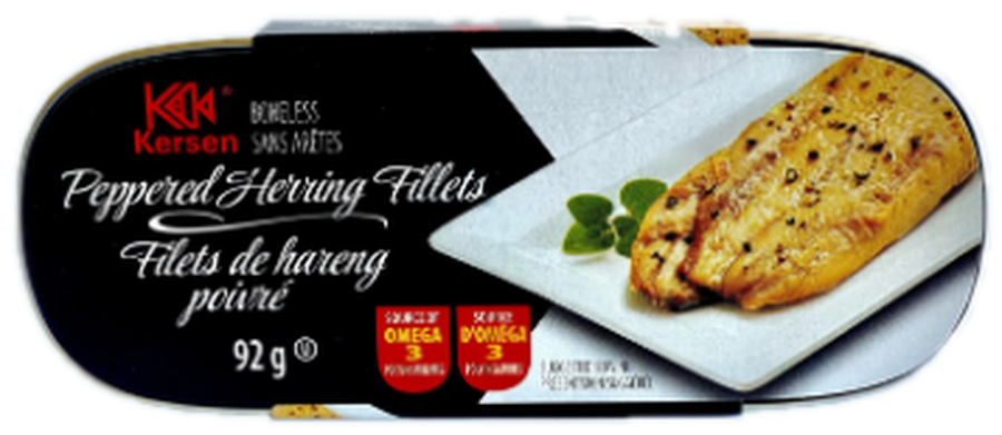 Kersen peppered herring fillets tin