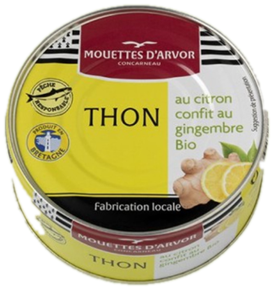 Les Mouettes d'Arvor tuna with lemon confit and ginger tin