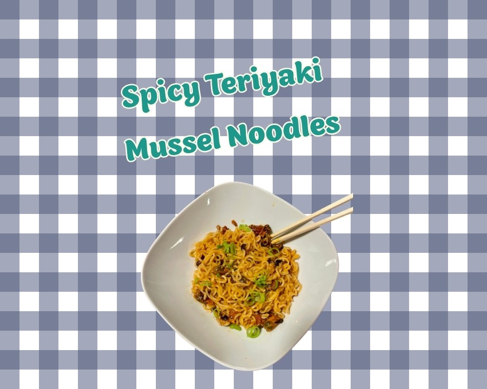 Spicy noodles with teriyaki mussels