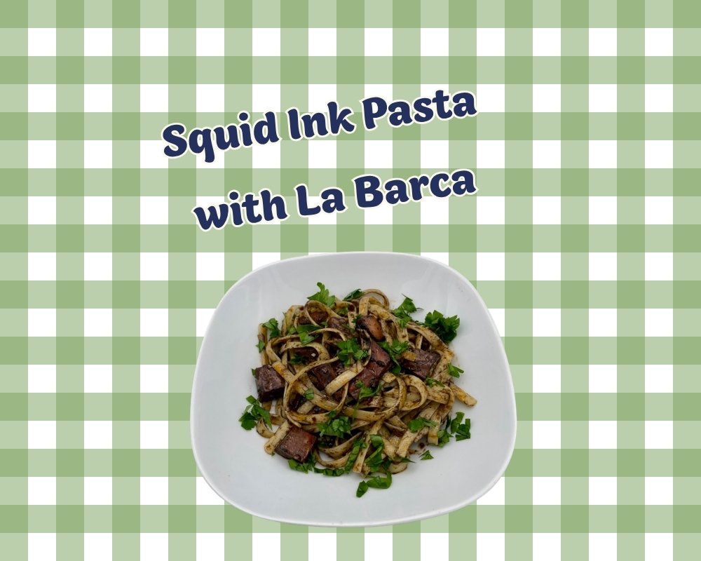Squid ink pasta with La Barca squid in ink