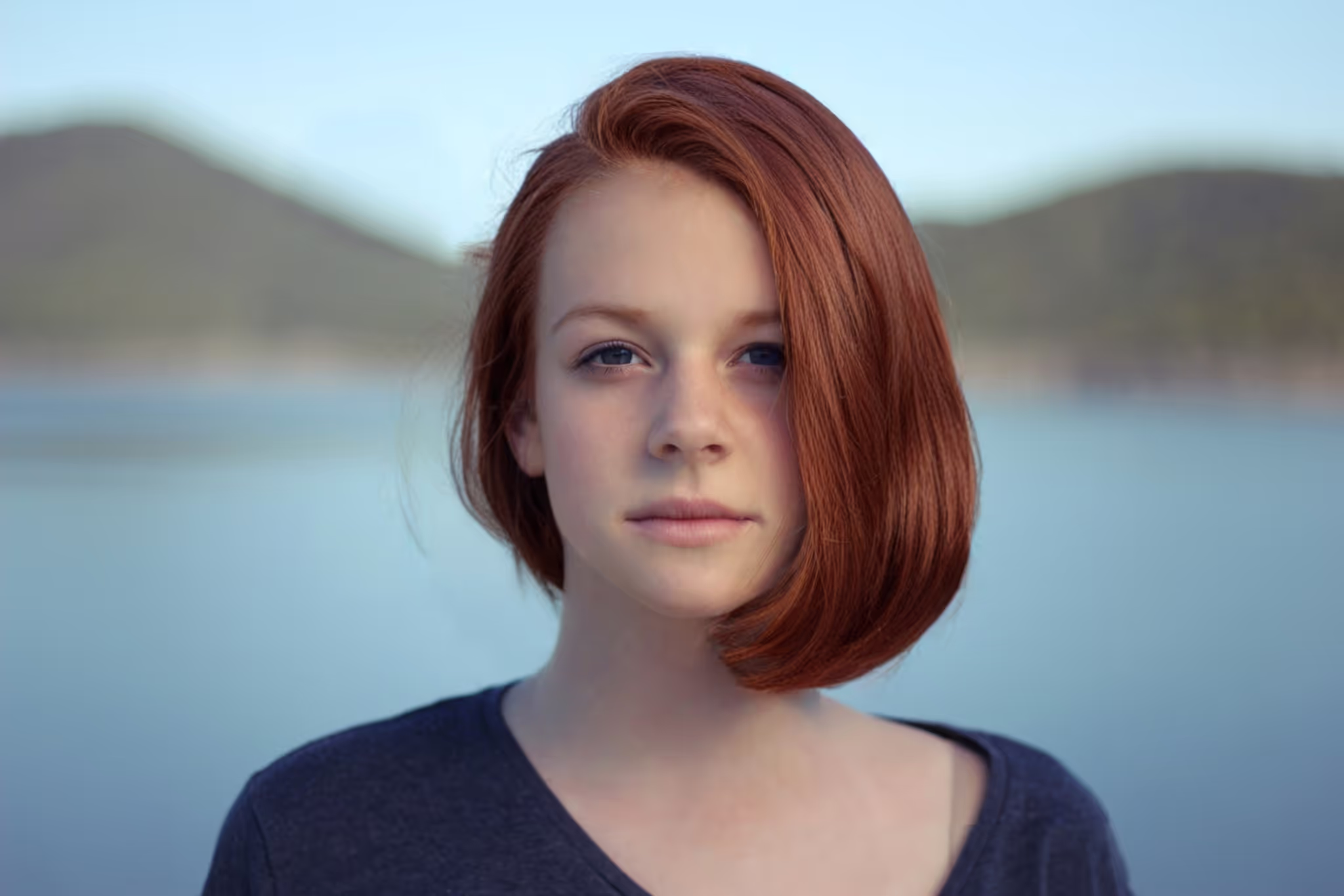 गहरे लाल बाल फ़िल्टर