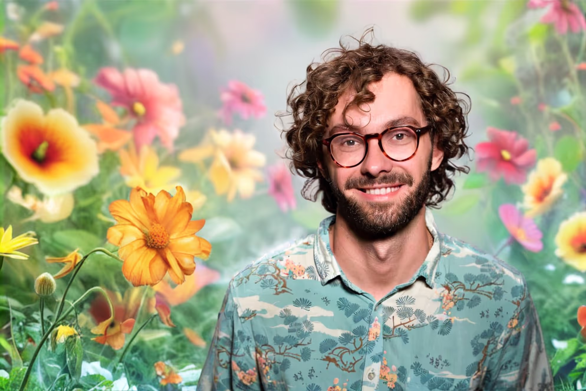 फोटो में फूलों का बैकग्राउंड जोड़ें