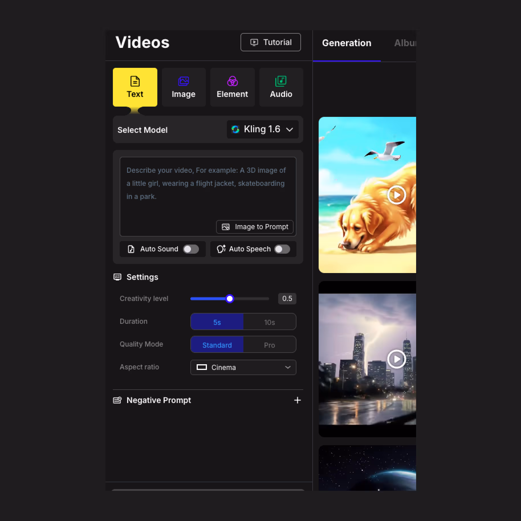 Craft a thorough description or upload a reference image to establish the aesthetic, mood, and overall look that will direct the realization of your original idea.