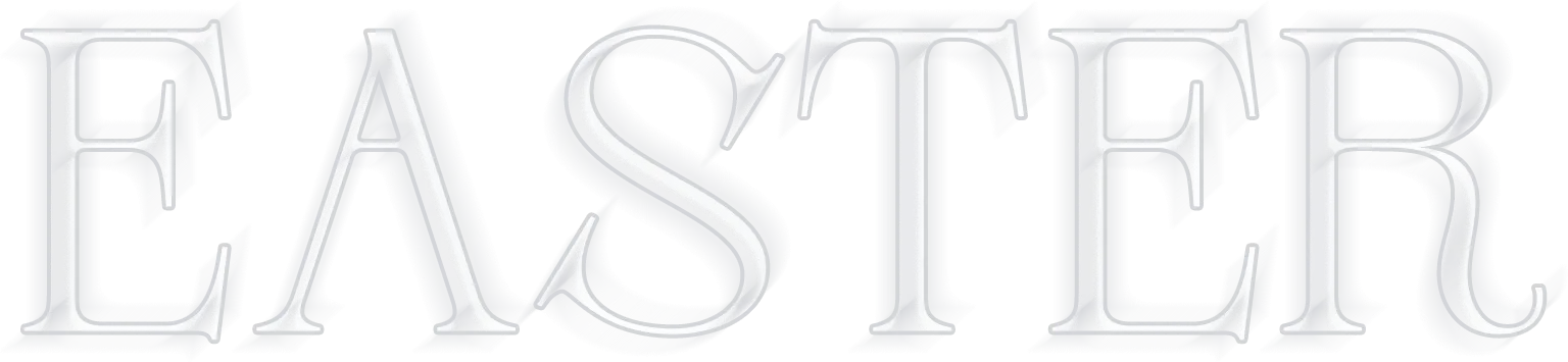 The word Easter in large, bold, light gray 3D letters with a shadow effect.