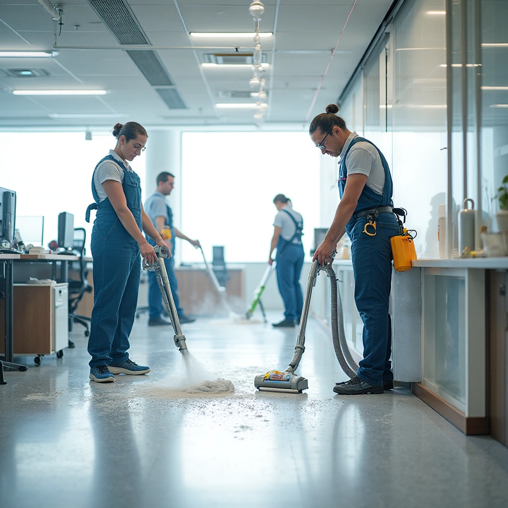 Professional cleaners providing cost-effective cleaning services in a Toronto SME office.