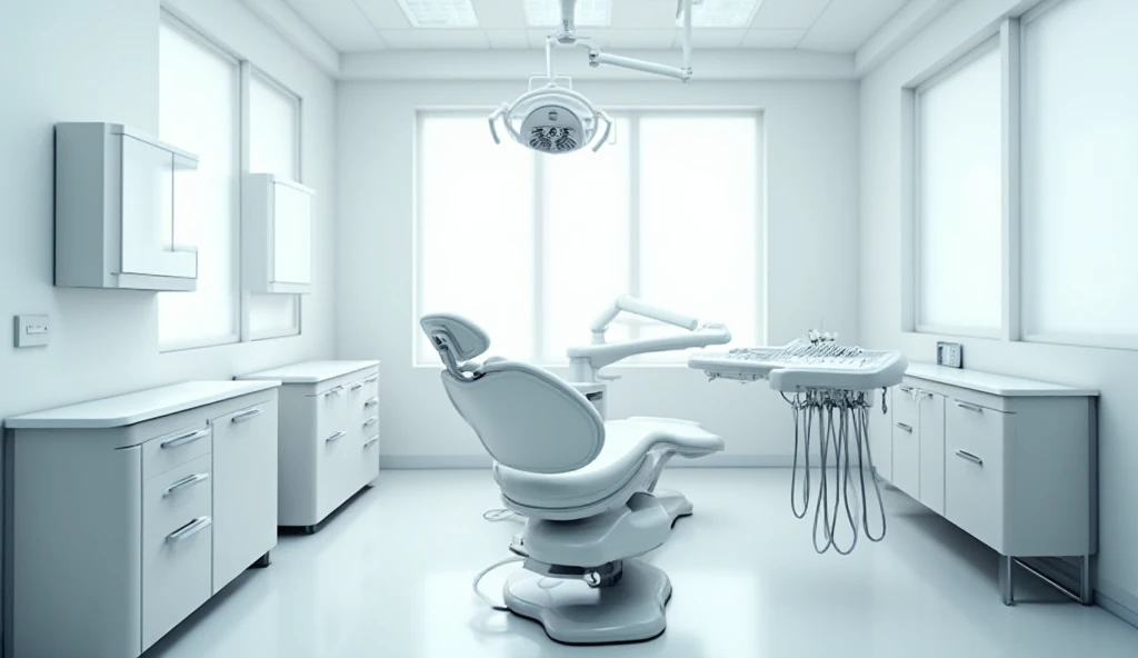 Clean and disinfected dental operatory with organized equipment and sanitized surfaces.