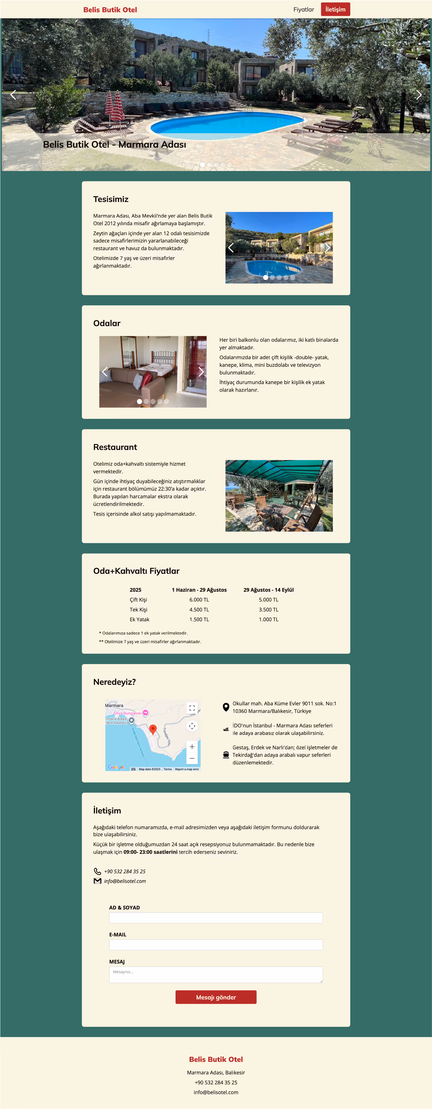 Example website - Belis Otel