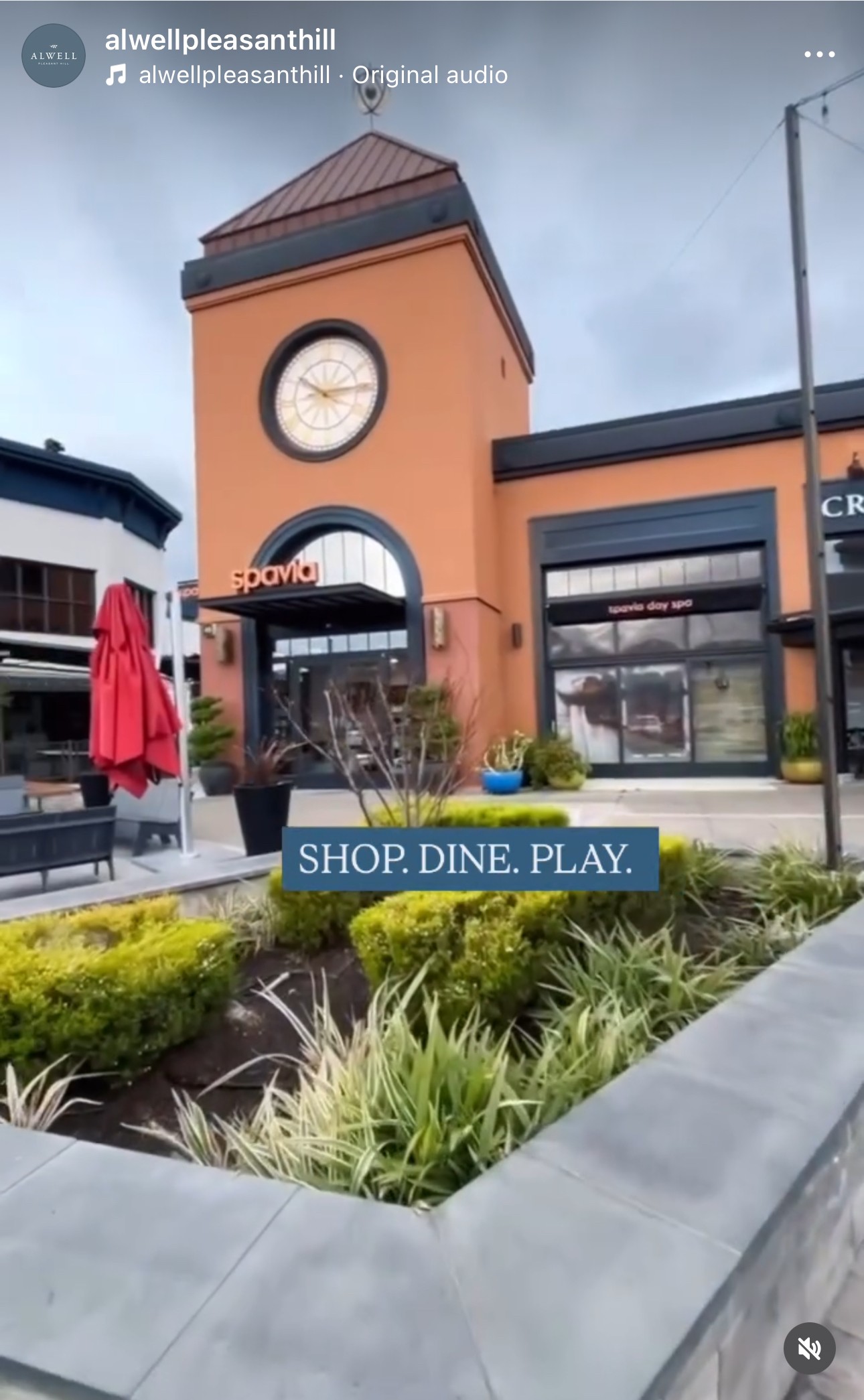 Shops with clock tower