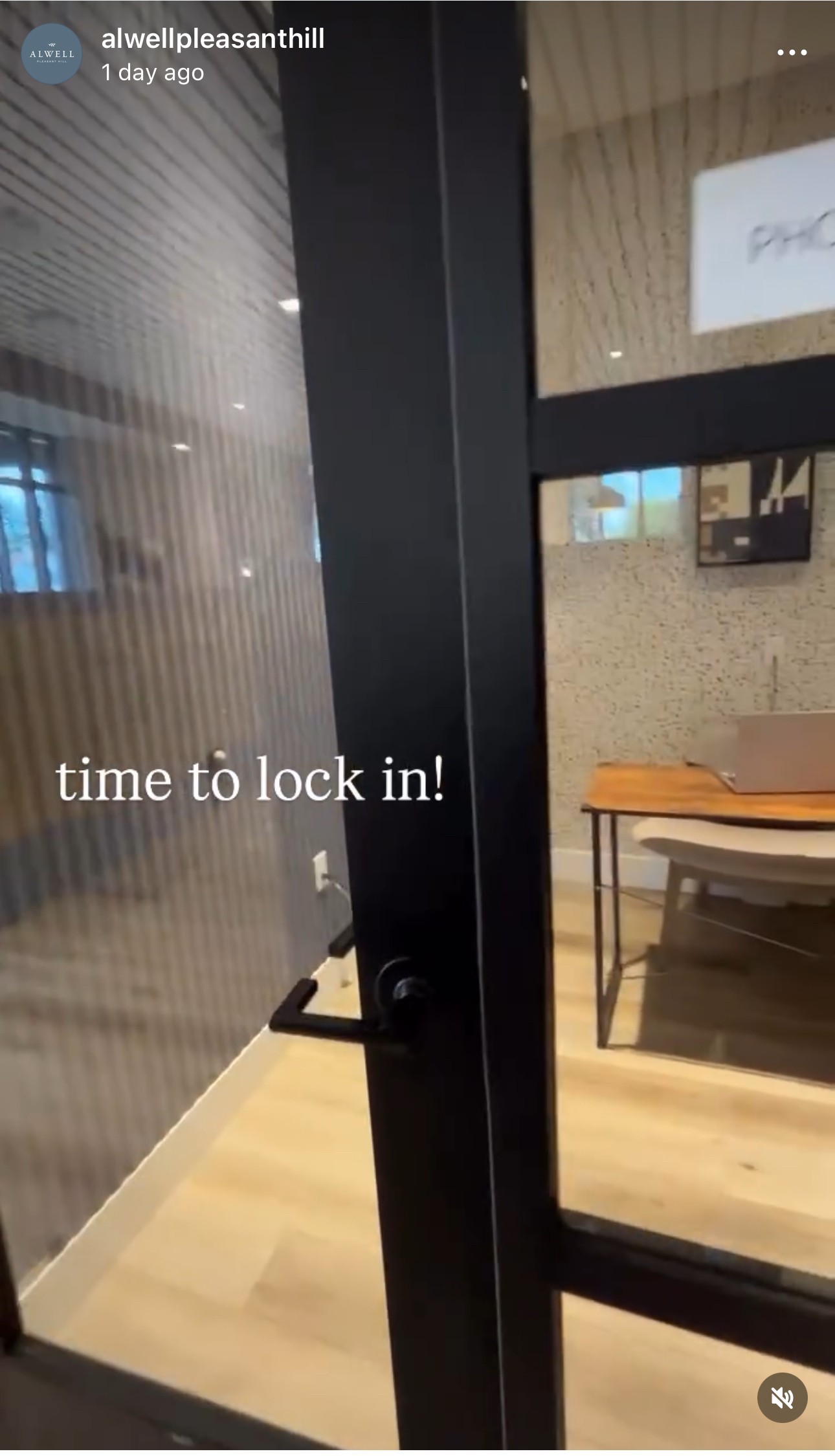 Glass doors into a room at an apartment complex
