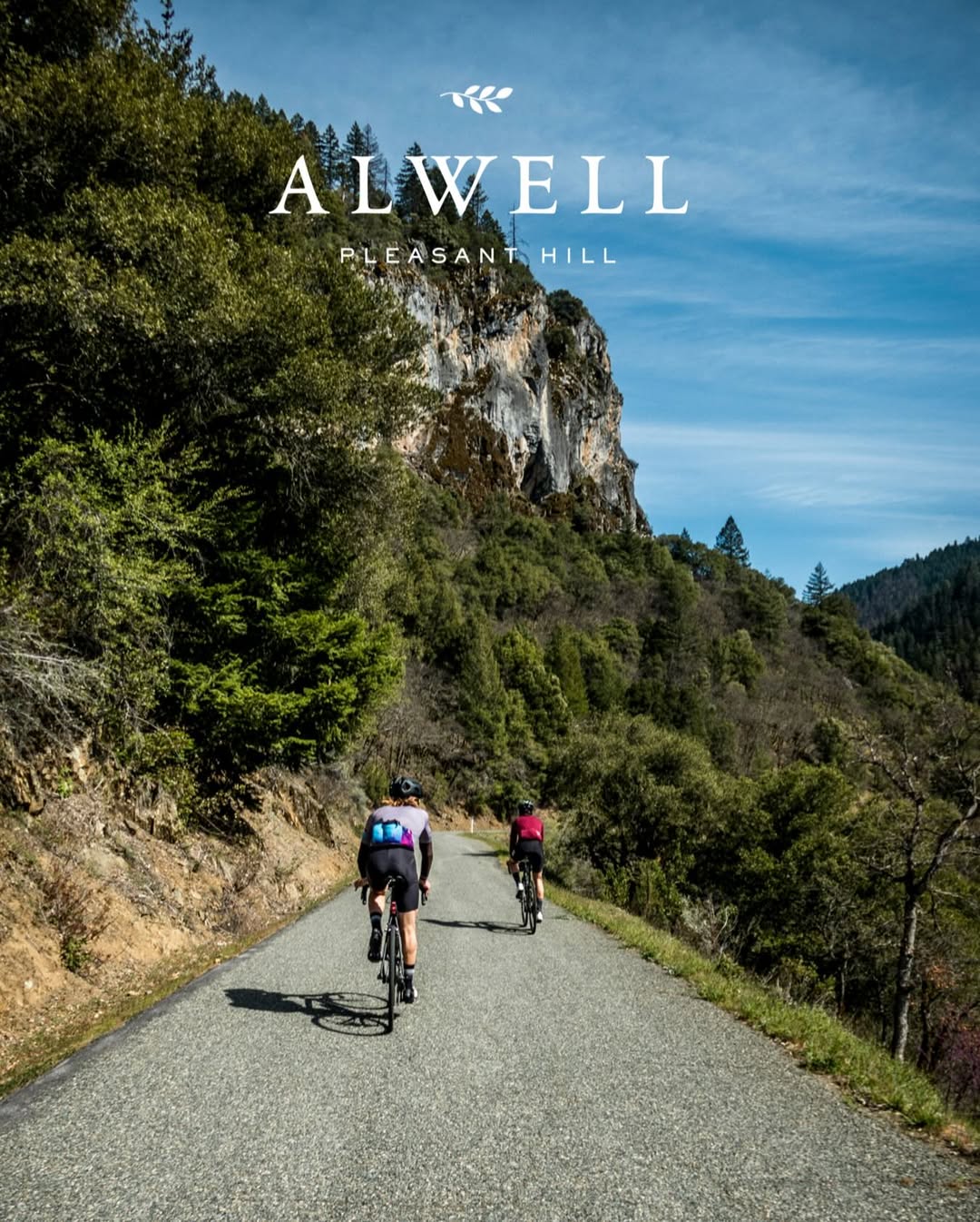 Two people riding bikes on a mountain trail
