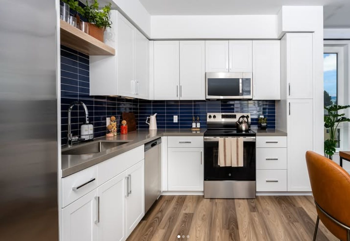 Kitchen with white cabinets