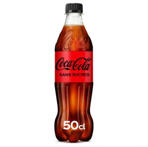 Bouteille Coca-Cola Zéro 50 cl servie chez Chikin Bang, boisson sans sucre pour accompagner les plats de fast food coréen.