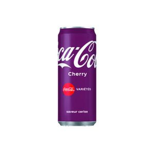 Canette Coca-Cola Cherry 33 cl proposée chez Chikin Bang, boisson gazeuse à la cerise pour accompagner les plats coréens.