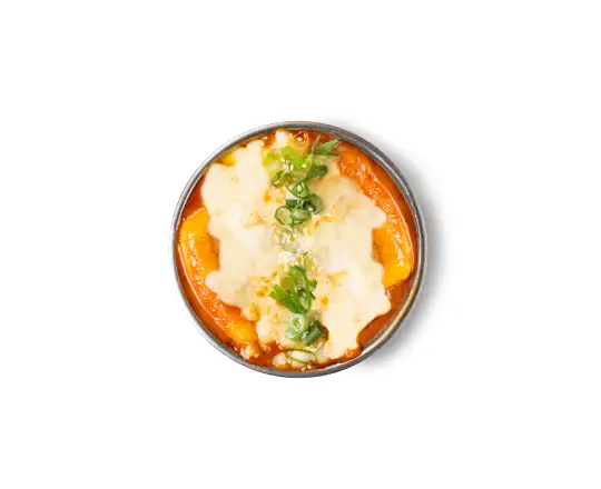 Tteokbokki Rosé Pâte de riz, mozzarella fondu, sauce piquante coréenne