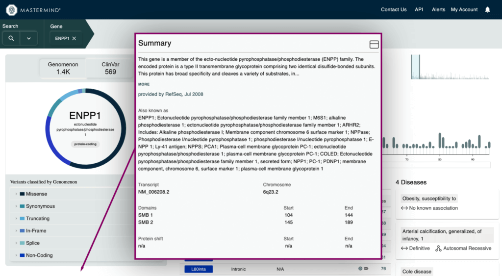 Mastermind Gene Info Page - ENPP1 - Gene Summary