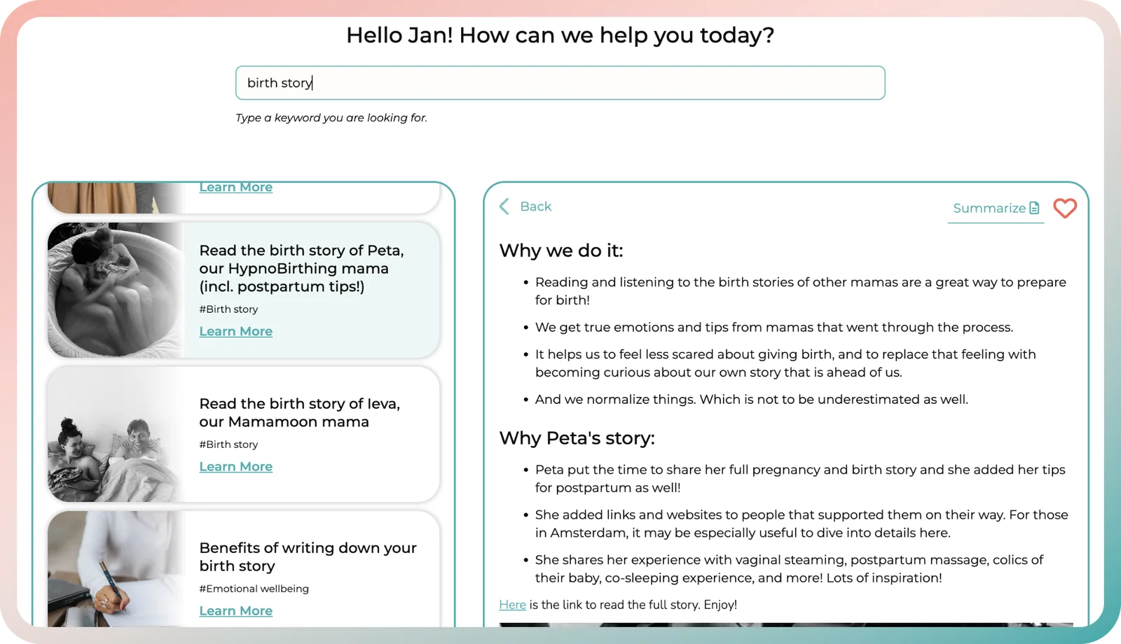 Real birth stories from Mamamoon mothers in the online birth classes app