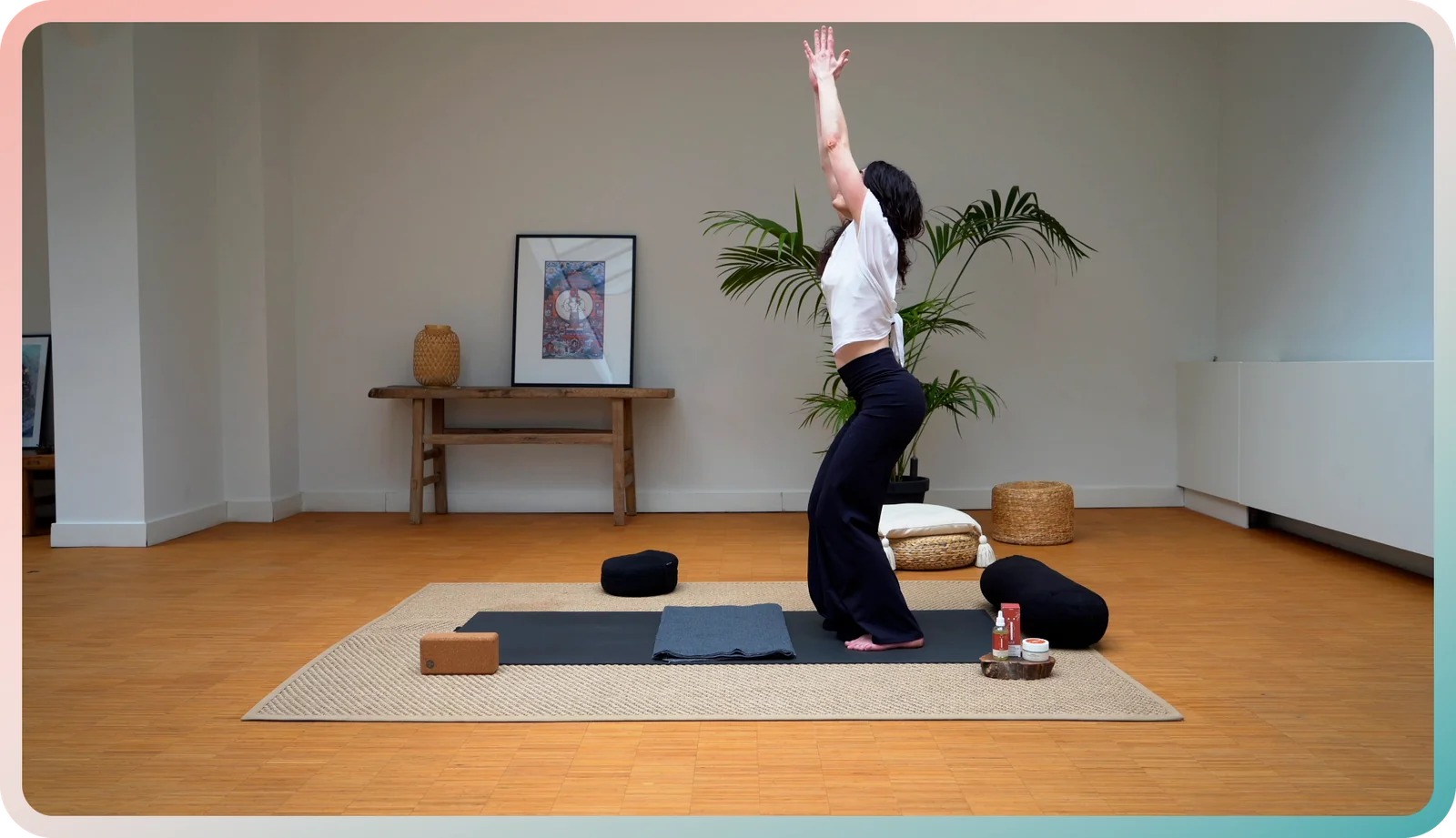 Standing stretch from a longer session in the pregnancy workout app