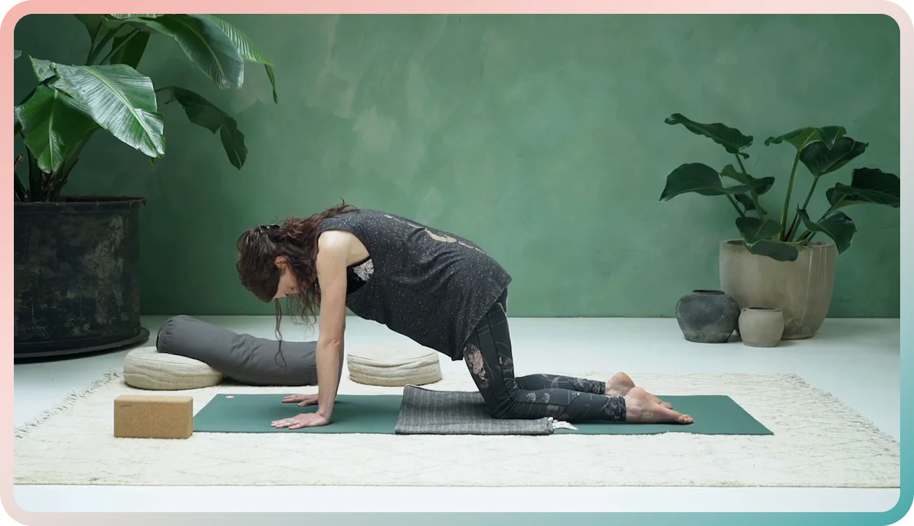 Short lower back exercise on hands and knees from the pregnancy workout app