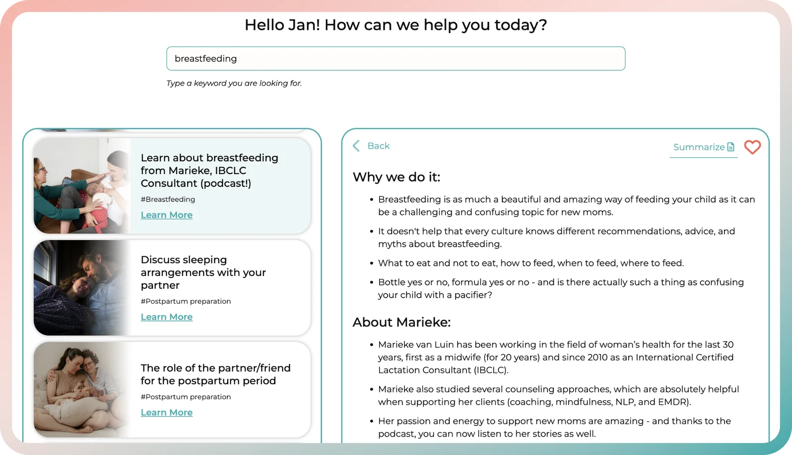 Prepare for breastfeeding in pregnancy with an IBCLC podcast in the breastfeeding support app