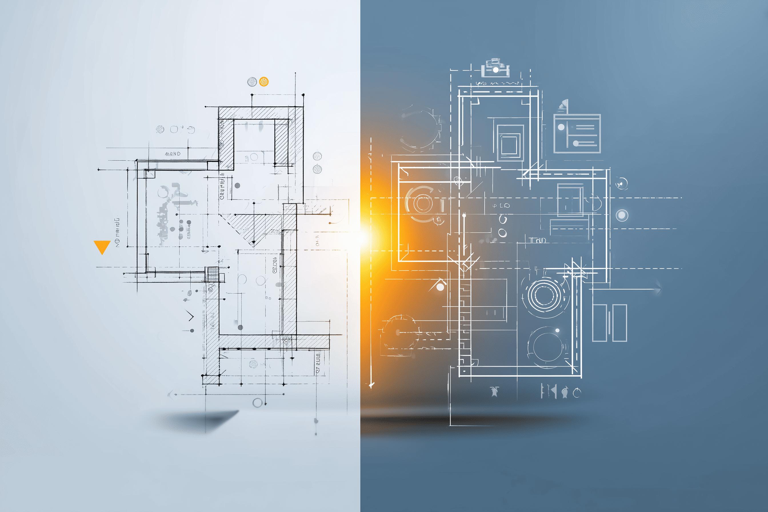 Split Blueprint / Architectural Plans with Glow.