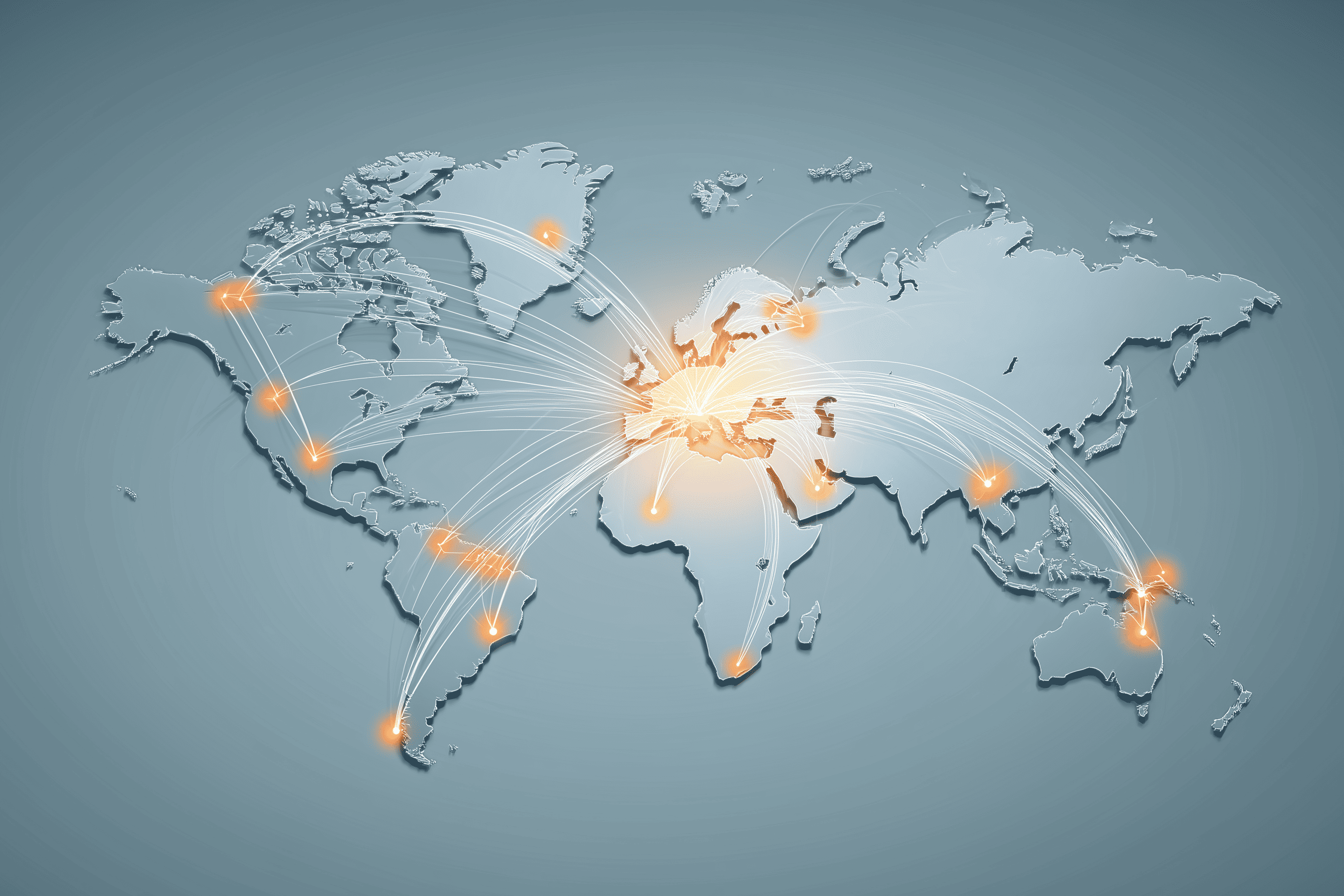 World Map with Network Connections.