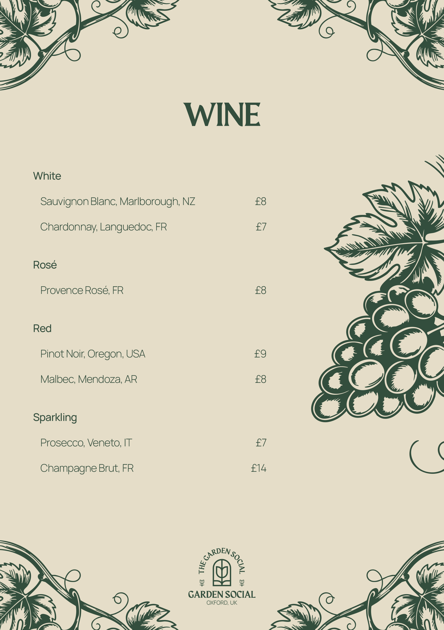 Wine Menu Design